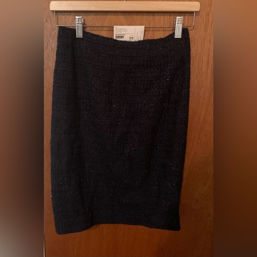 Vintage Navy Metallic Tweed Skirt